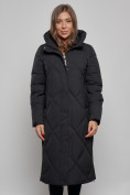 Купить Пальто утепленное молодежное зимнее женское черного цвета 52358Ch, фото 8
