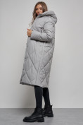 Купить Пальто утепленное молодежное зимнее женское серого цвета 52358Sr, фото 12