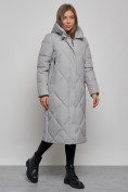 Купить Пальто утепленное молодежное зимнее женское серого цвета 52358Sr, фото 2