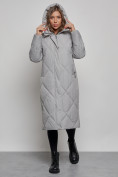 Купить Пальто утепленное молодежное зимнее женское серого цвета 52358Sr, фото 5
