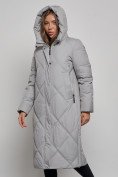 Купить Пальто утепленное молодежное зимнее женское серого цвета 52358Sr, фото 6