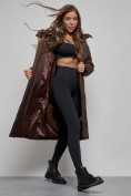 Купить Пальто утепленное молодежное зимнее женское темно-коричневого цвета 52358TK, фото 13