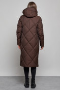 Купить Пальто утепленное молодежное зимнее женское темно-коричневого цвета 52358TK, фото 4