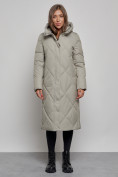 Купить Пальто утепленное молодежное зимнее женское зеленого цвета 52358Z