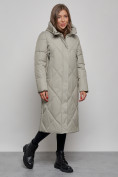Купить Пальто утепленное молодежное зимнее женское зеленого цвета 52358Z, фото 2