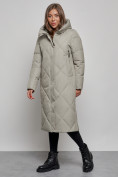 Купить Пальто утепленное молодежное зимнее женское зеленого цвета 52358Z, фото 3