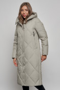 Купить Пальто утепленное молодежное зимнее женское зеленого цвета 52358Z, фото 9