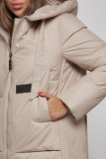 Купить Пальто утепленное молодежное зимнее женское бежевого цвета 52359B, фото 11