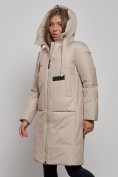 Купить Пальто утепленное молодежное зимнее женское бежевого цвета 52359B, фото 2