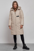 Купить Пальто утепленное молодежное зимнее женское бежевого цвета 52359B, фото 3