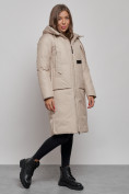 Купить Пальто утепленное молодежное зимнее женское бежевого цвета 52359B, фото 4