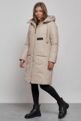 Купить Пальто утепленное молодежное зимнее женское бежевого цвета 52359B, фото 5