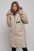 Купить Пальто утепленное молодежное зимнее женское бежевого цвета 52359B, фото 7
