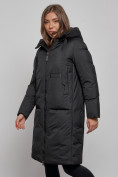 Купить Пальто утепленное молодежное зимнее женское черного цвета 52359Ch, фото 10