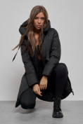 Купить Пальто утепленное молодежное зимнее женское черного цвета 52359Ch, фото 12