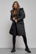 Купить Пальто утепленное молодежное зимнее женское черного цвета 52359Ch, фото 13