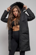 Купить Пальто утепленное молодежное зимнее женское черного цвета 52359Ch, фото 14