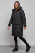 Купить Пальто утепленное молодежное зимнее женское черного цвета 52359Ch, фото 3