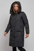 Купить Пальто утепленное молодежное зимнее женское черного цвета 52359Ch, фото 6