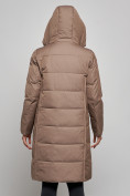 Купить Пальто утепленное молодежное зимнее женское коричневого цвета 52359K, фото 7