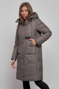 Купить Пальто утепленное молодежное зимнее женское темно-серого цвета 52359TC, фото 10