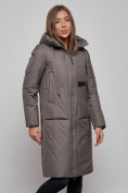 Купить Пальто утепленное молодежное зимнее женское темно-серого цвета 52359TC, фото 9