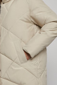 Купить Зимняя женская куртка модная с капюшоном бежевого цвета 52361B, фото 10