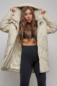 Купить Зимняя женская куртка модная с капюшоном бежевого цвета 52361B, фото 11