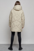 Купить Зимняя женская куртка модная с капюшоном бежевого цвета 52361B, фото 4