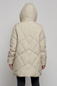 Купить Зимняя женская куртка модная с капюшоном бежевого цвета 52361B, фото 8