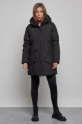 Купить Зимняя женская куртка модная с капюшоном черного цвета 52361Ch