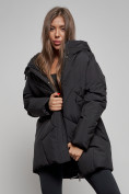 Купить Зимняя женская куртка модная с капюшоном черного цвета 52361Ch, фото 10
