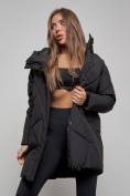 Купить Зимняя женская куртка модная с капюшоном черного цвета 52361Ch, фото 11