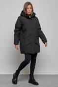 Купить Зимняя женская куртка модная с капюшоном черного цвета 52361Ch, фото 2