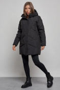 Купить Зимняя женская куртка модная с капюшоном черного цвета 52361Ch, фото 3