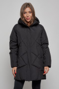 Купить Зимняя женская куртка модная с капюшоном черного цвета 52361Ch, фото 5