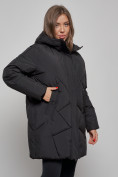 Купить Зимняя женская куртка модная с капюшоном черного цвета 52361Ch, фото 7
