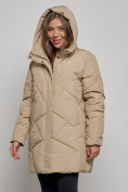 Купить Зимняя женская куртка модная с капюшоном светло-коричневого цвета 52361SK, фото 10