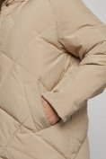 Купить Зимняя женская куртка модная с капюшоном светло-коричневого цвета 52361SK, фото 11
