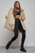 Купить Зимняя женская куртка модная с капюшоном светло-коричневого цвета 52361SK, фото 13