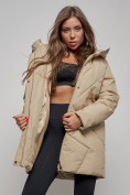Купить Зимняя женская куртка модная с капюшоном светло-коричневого цвета 52361SK, фото 14