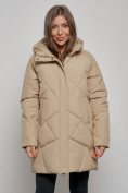 Купить Зимняя женская куртка модная с капюшоном светло-коричневого цвета 52361SK, фото 6