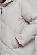 Купить Зимняя женская куртка модная с капюшоном светло-серого цвета 52361SS, фото 11