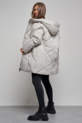 Купить Зимняя женская куртка модная с капюшоном светло-серого цвета 52361SS, фото 14