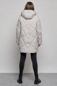 Купить Зимняя женская куртка модная с капюшоном светло-серого цвета 52361SS, фото 4