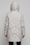 Купить Зимняя женская куртка модная с капюшоном светло-серого цвета 52361SS, фото 9