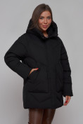 Купить Зимняя женская куртка модная с капюшоном черного цвета 52362Ch, фото 10
