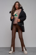 Купить Зимняя женская куртка модная с капюшоном черного цвета 52362Ch, фото 14
