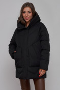 Купить Зимняя женская куртка модная с капюшоном черного цвета 52362Ch, фото 17