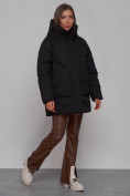 Купить Зимняя женская куртка модная с капюшоном черного цвета 52362Ch, фото 2